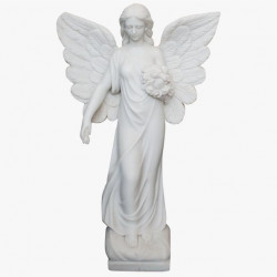 Скульптура из мрамора S_29 Ангелочек с цветами